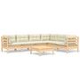 Voir la diapositive 2 : VIDAXL Salon de jardin 7 pcs avec coussins creme bois de pin massif