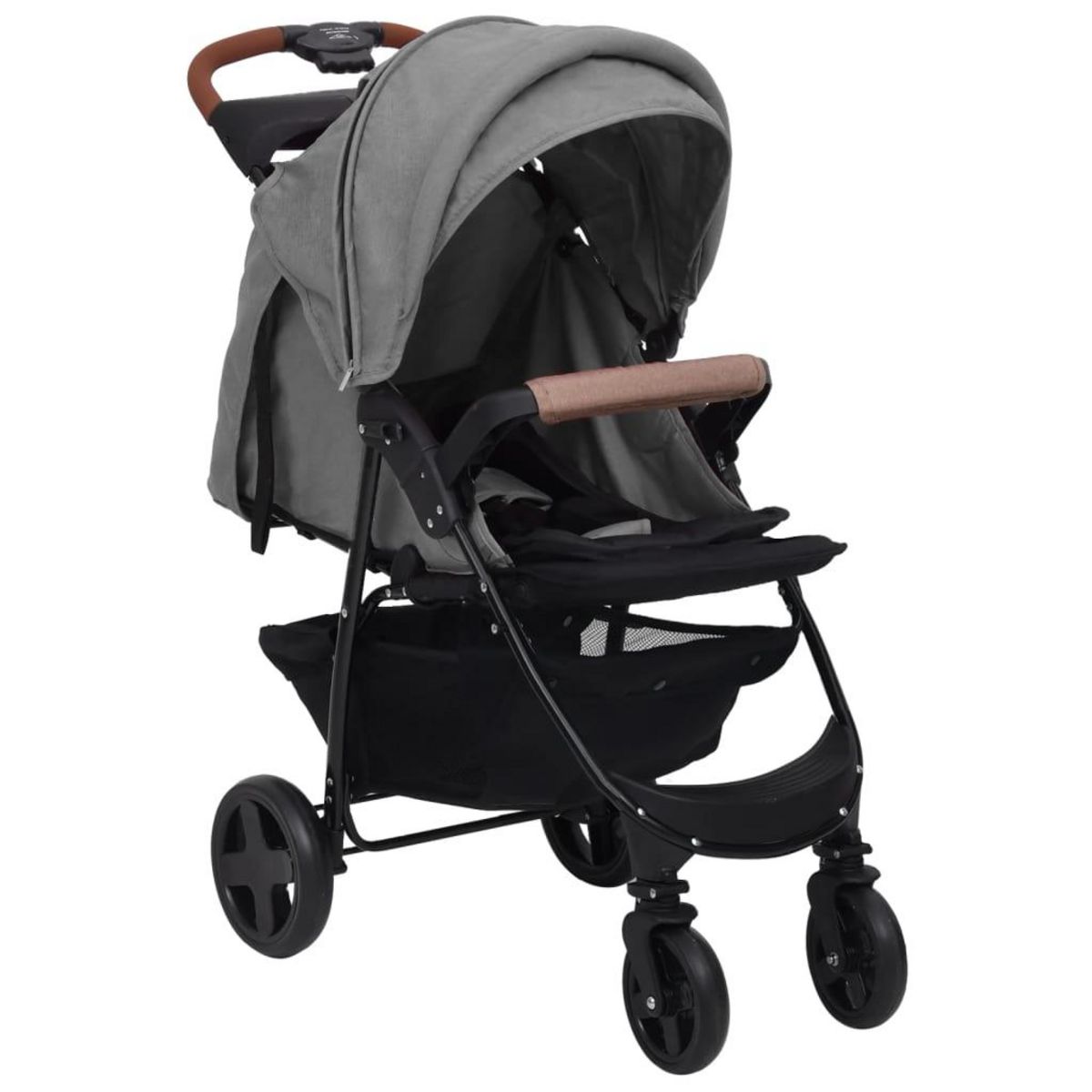 VIDAXL Poussette pour bebe 3-en-1 Gris clair Acier