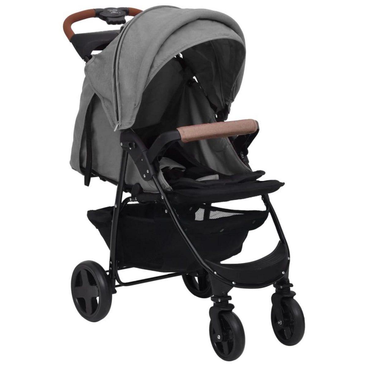 VIDAXL Poussette pour bebe 3-en-1 Gris clair Acier