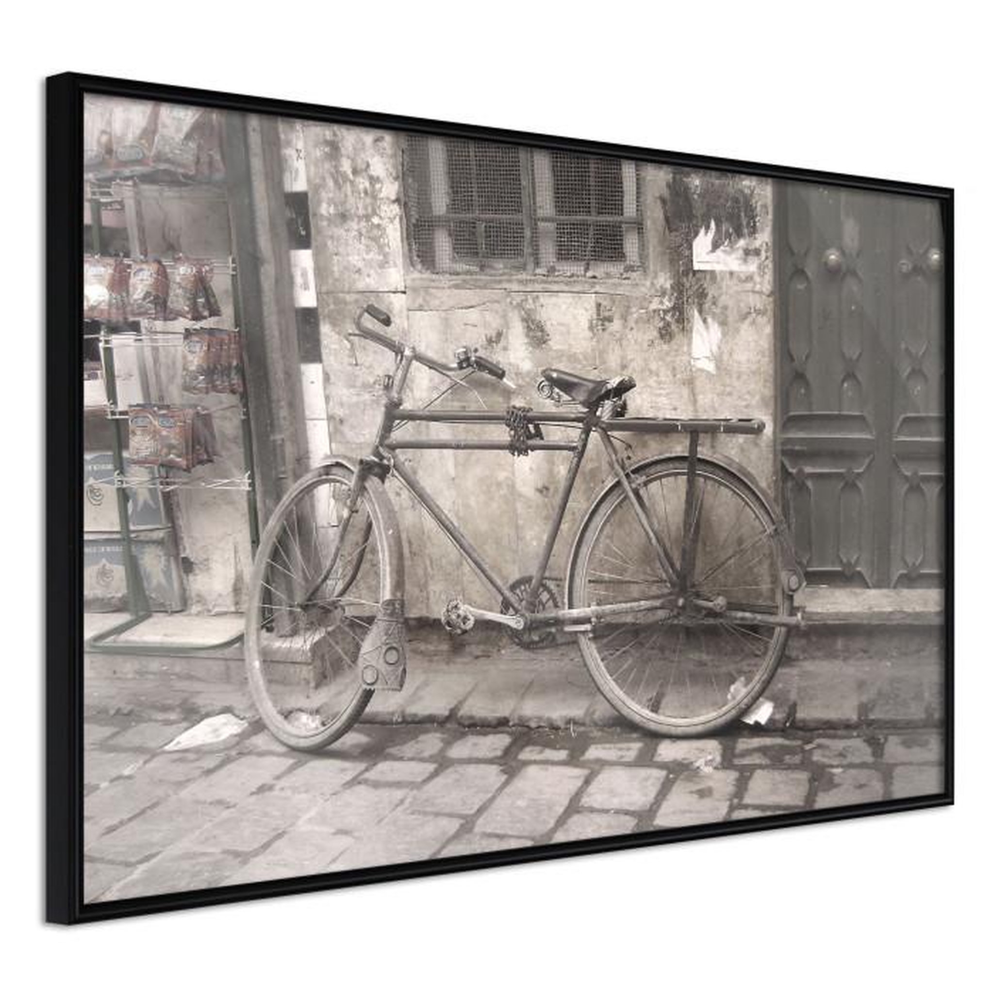 Paris Prix Affiche Murale Encadrée  Old Bicycle. Coloris disponibles : Jaune, Noir