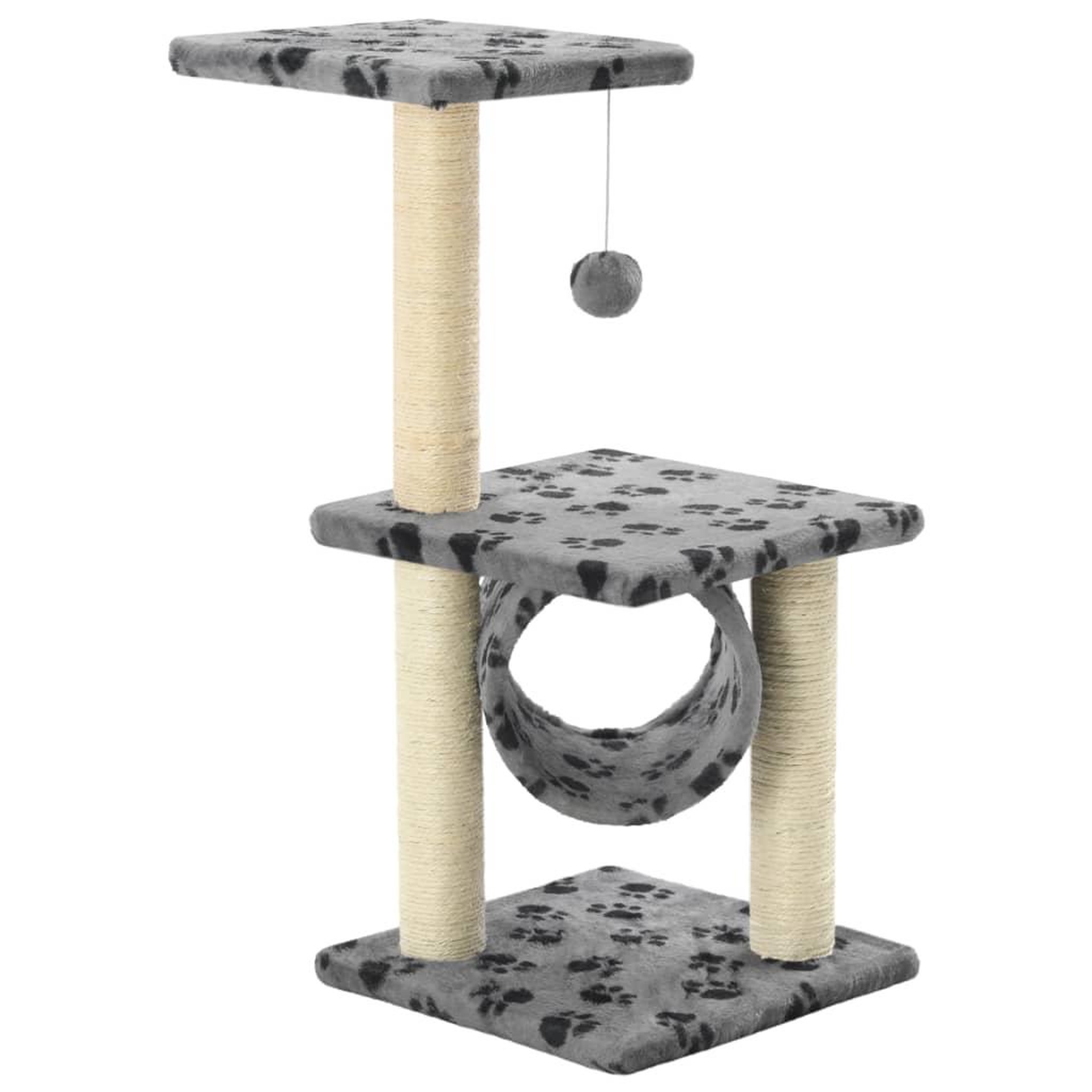 Voir la diapositive 2 : VIDAXL Arbre a chat avec griffoirs en sisal 65 cm Gris Motif de pattes