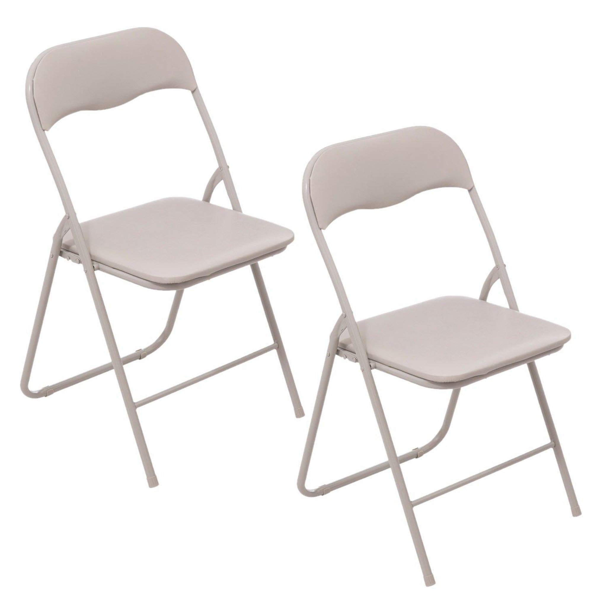 TOILINUX Lot de 2 chaises pliantes en PVC - Beige