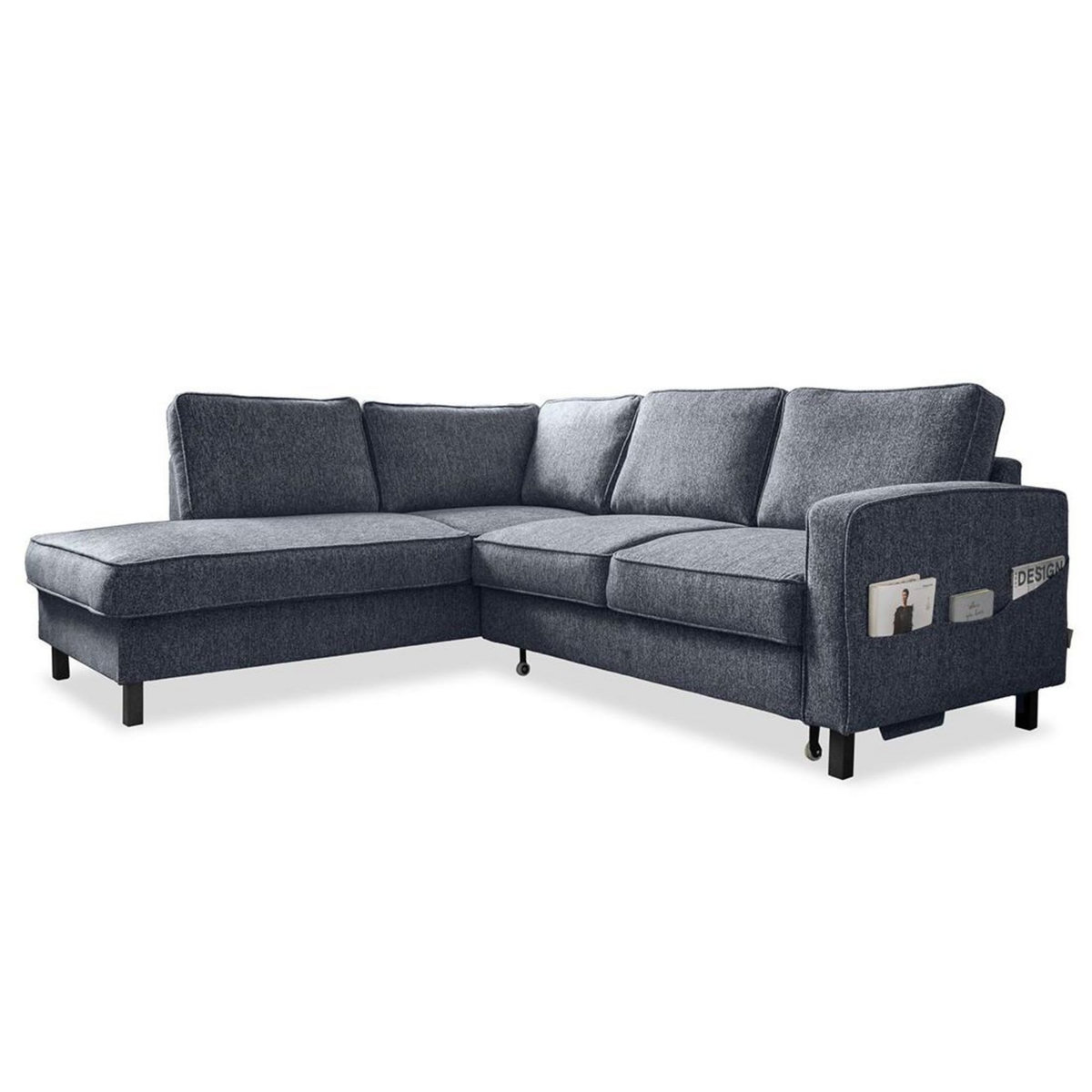 BEST MOBILIER Molly - canapé d'angle gauche 5 places convertible en tissu