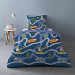 Dourev Housse de couette 140x200 Road + 1 taie d'oreiller