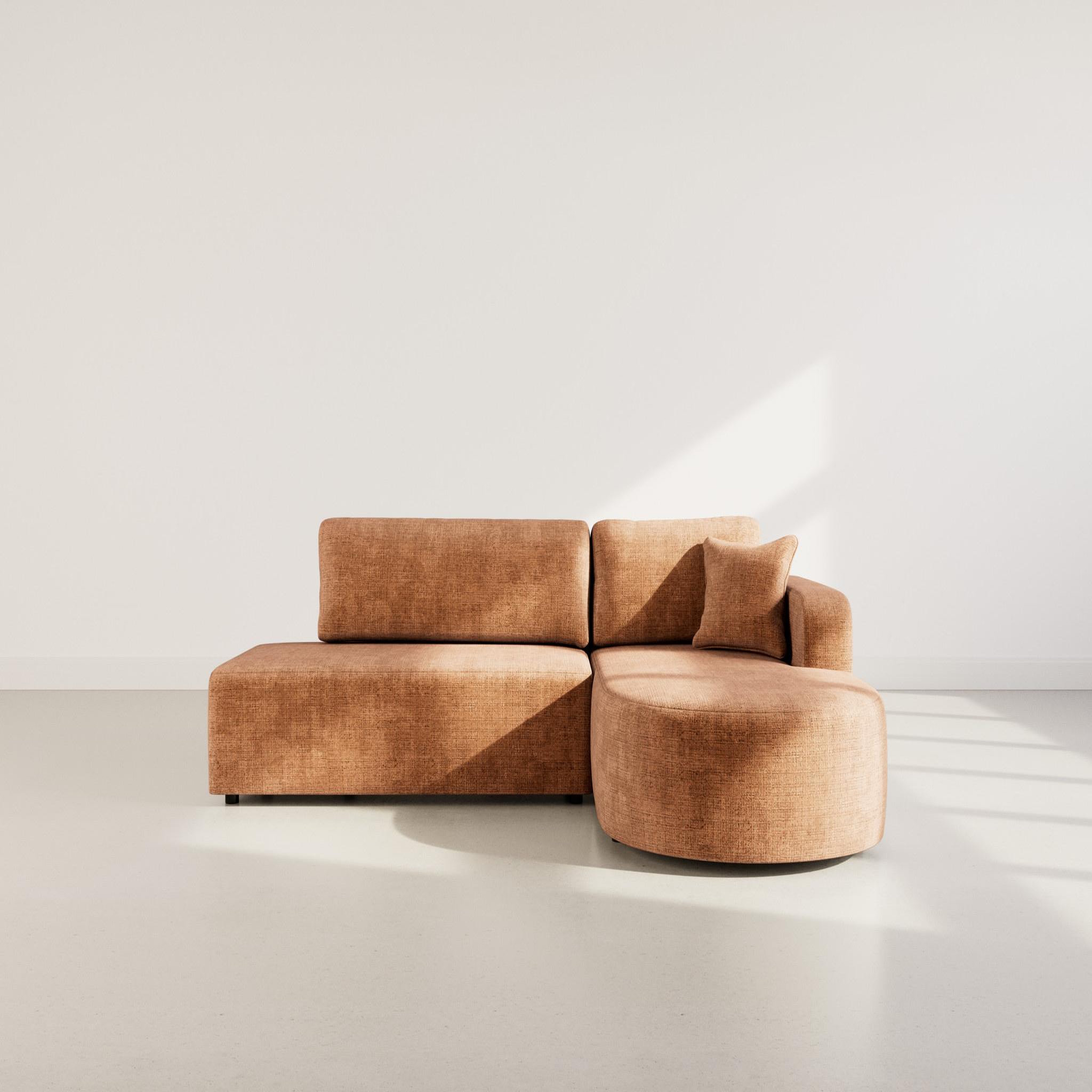 Voir la diapositive 5 : BEST MOBILIER Miro - canapé d'angle droit 4 places convertible avec coffre en velours texturé