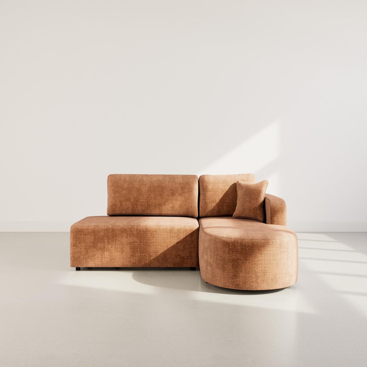 BEST MOBILIER Miro - canapé d'angle droit 4 places convertible avec coffre en velours texturé
