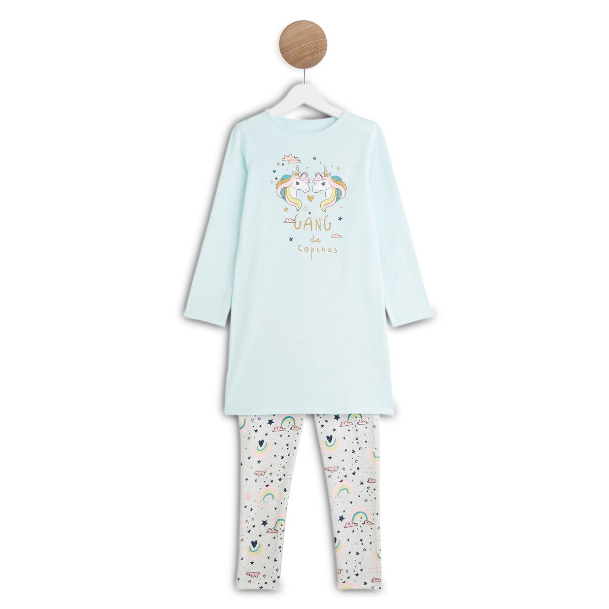 IN EXTENSO Chemise de nuit avec legging licornes coton bio fille