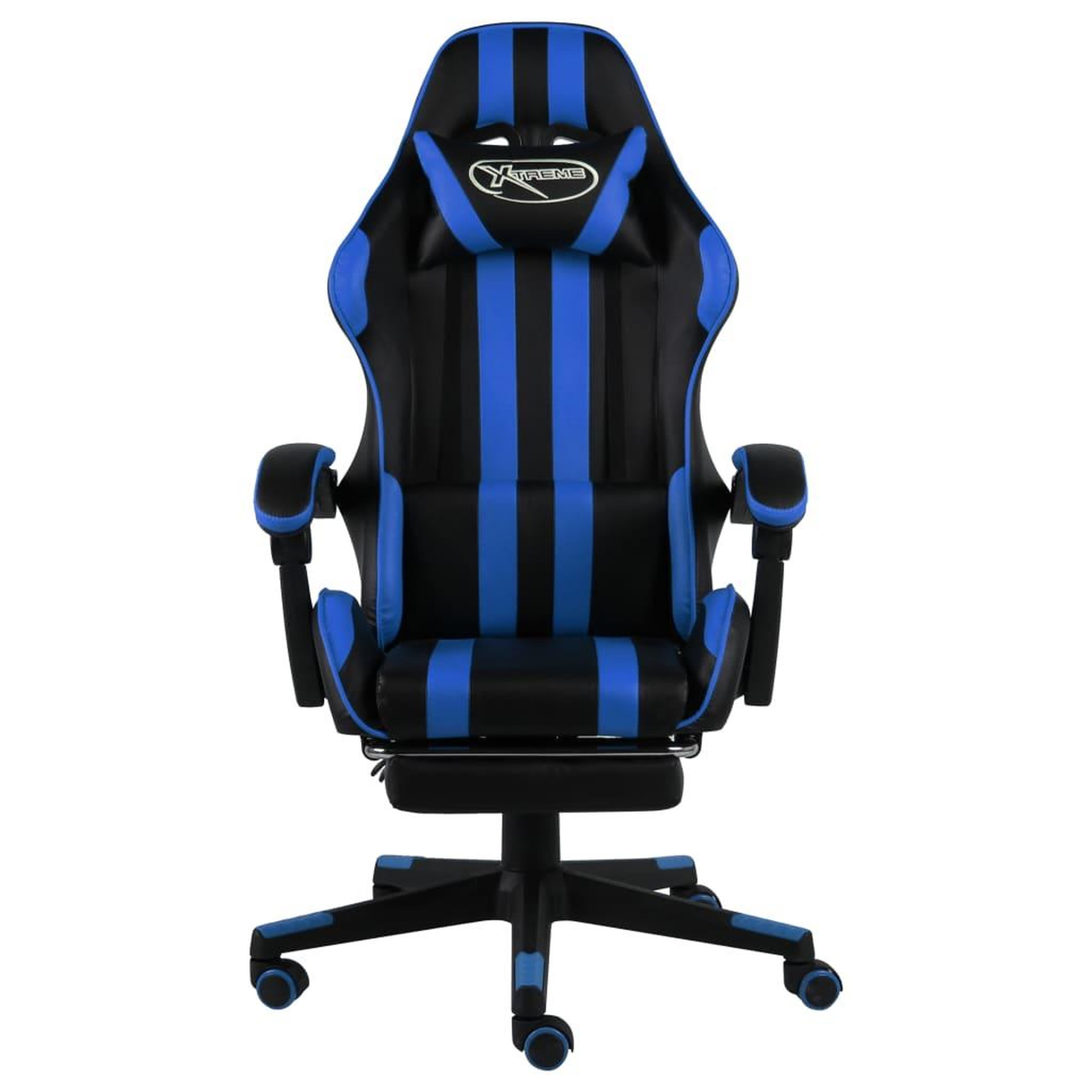 Voir la diapositive 2 : VIDAXL Fauteuil de jeux video avec repose-pied Noir et bleu Similicuir