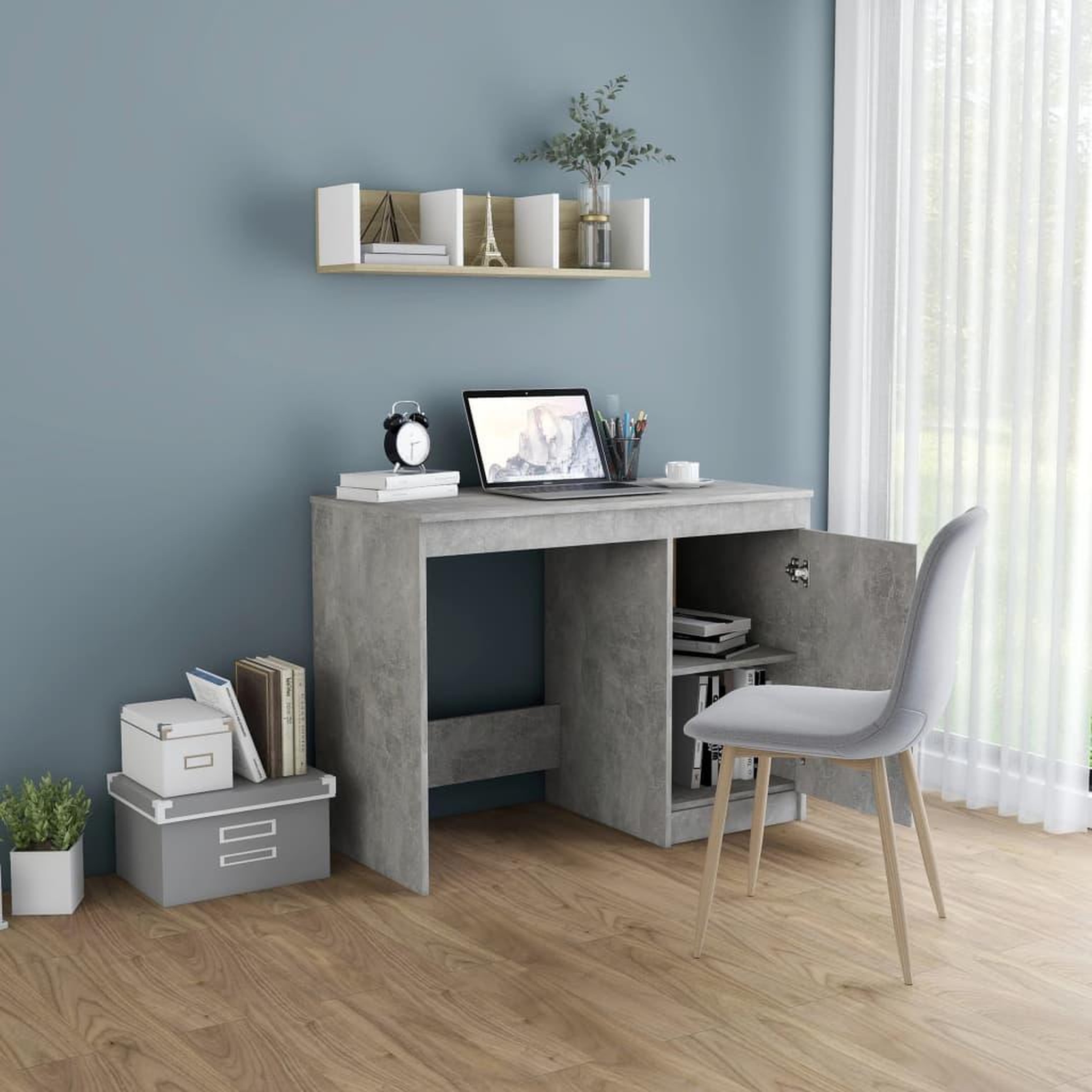 Voir la diapositive 3 : VIDAXL Bureau Gris beton 100x50x76 cm Bois d'ingenierie