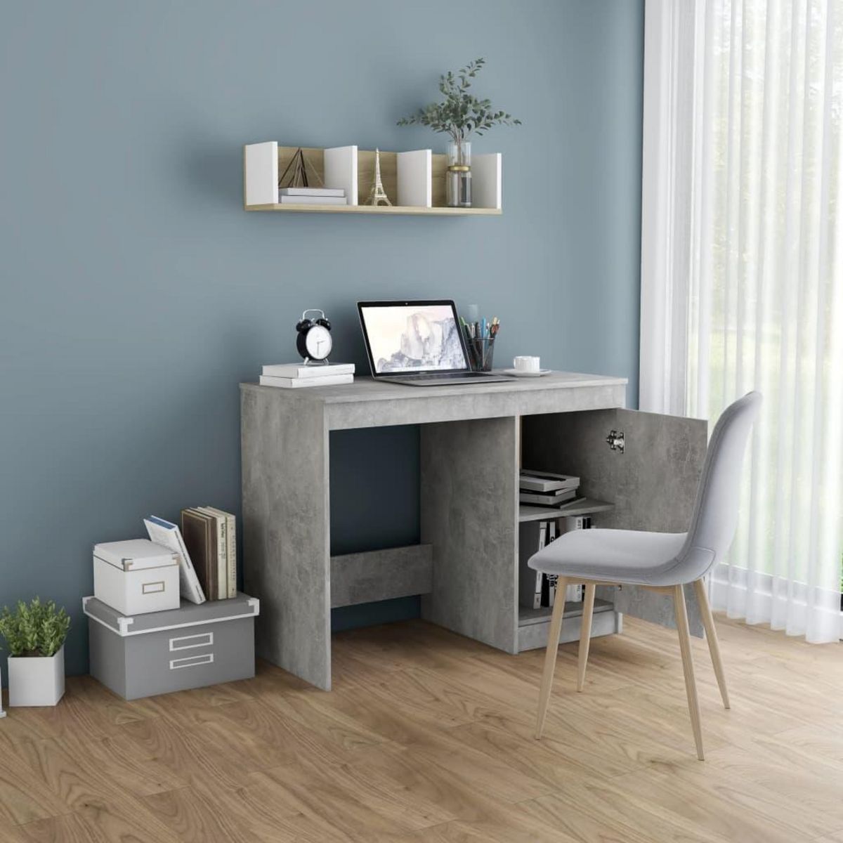 VIDAXL Bureau Gris beton 100x50x76 cm Bois d'ingenierie