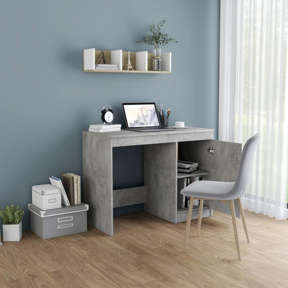 VIDAXL Bureau Gris beton 100x50x76 cm Bois d'ingenierie
