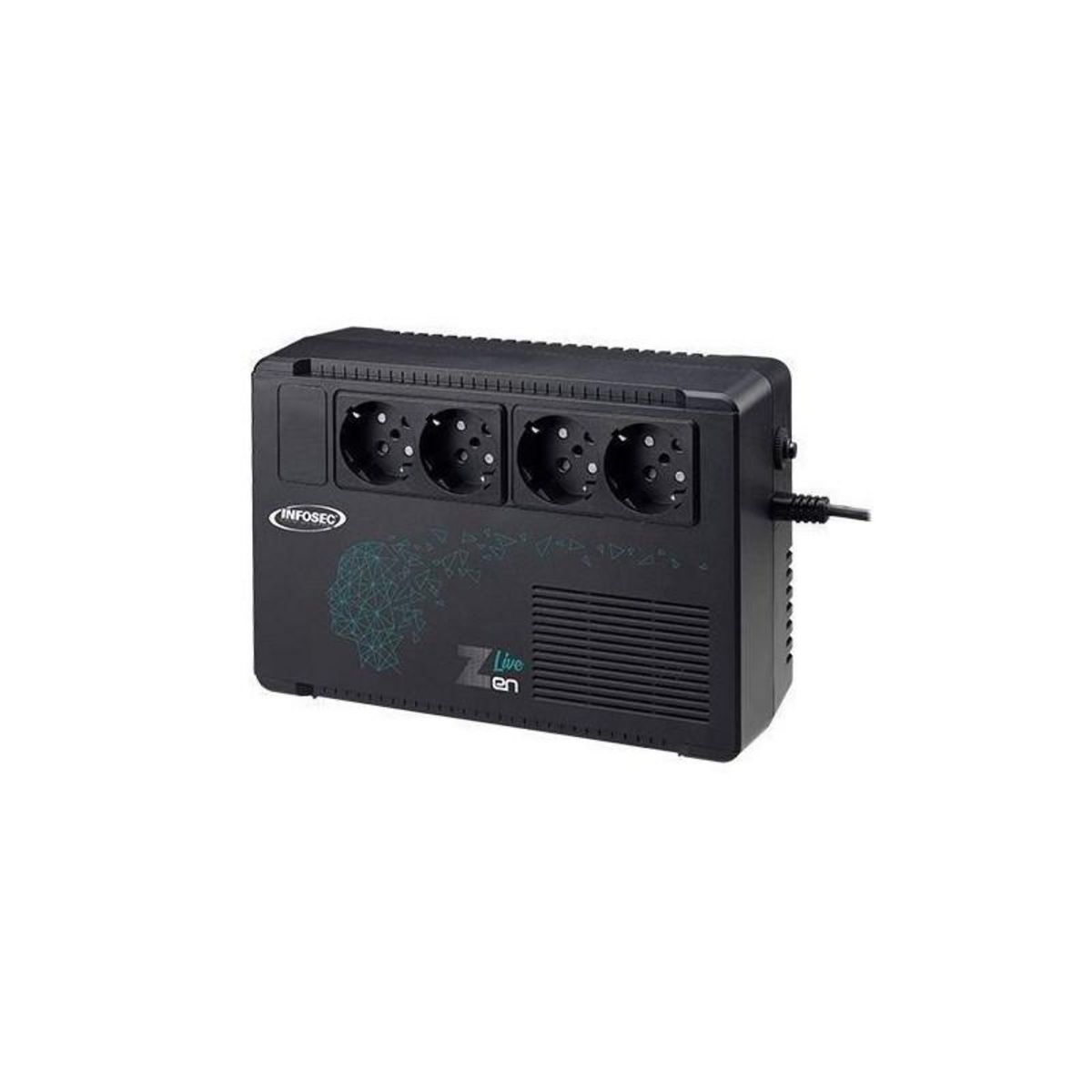 Infosec INFOSEC Zen Live 500 - Onduleur Line Interactive 500 VA 4 Prises FR/SCHUKO - Garantie 2 ans