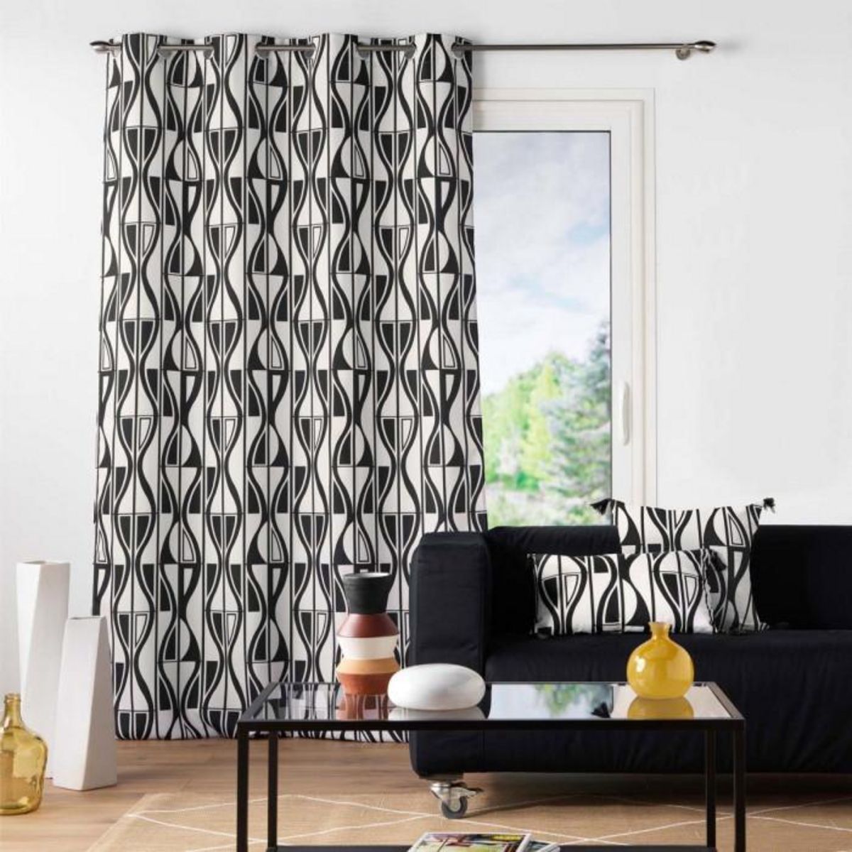 Paris Prix Rideau à Œillets  Ikaris  140x260cm Noir & Blanc