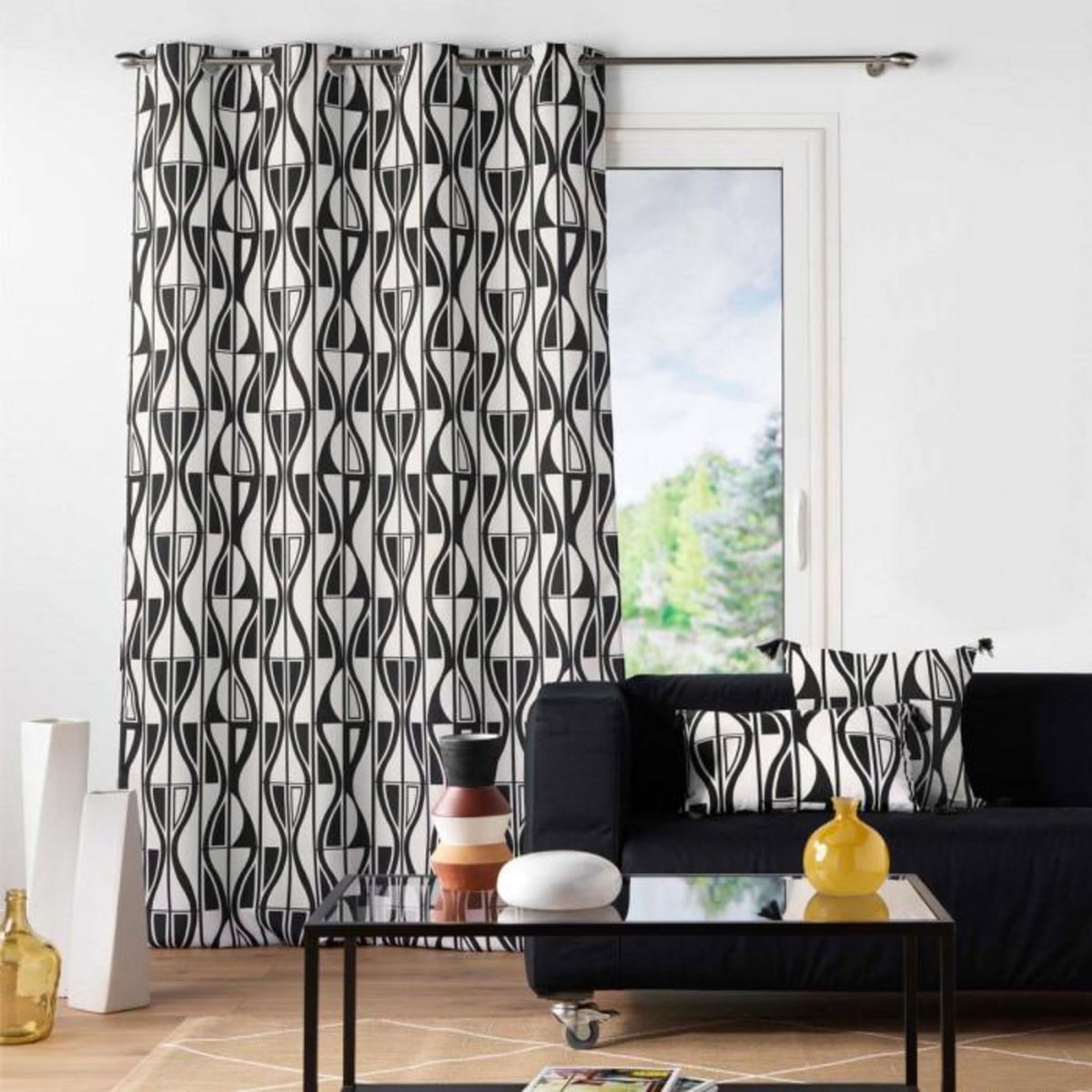 Paris Prix Rideau à Œillets  Ikaris  140x260cm Noir & Blanc