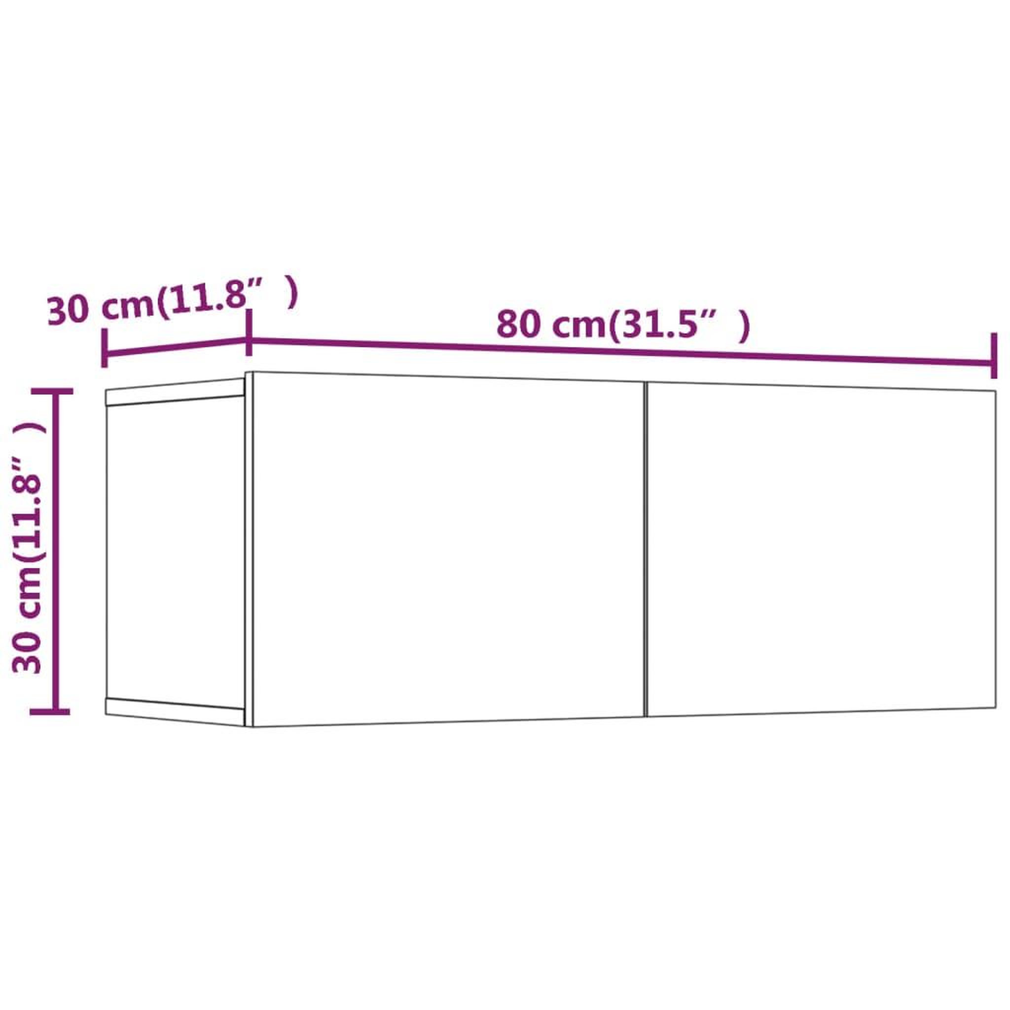Voir la diapositive 6 : VIDAXL Meubles TV 2 pcs gris beton 80x30x30 cm bois d'ingenierie