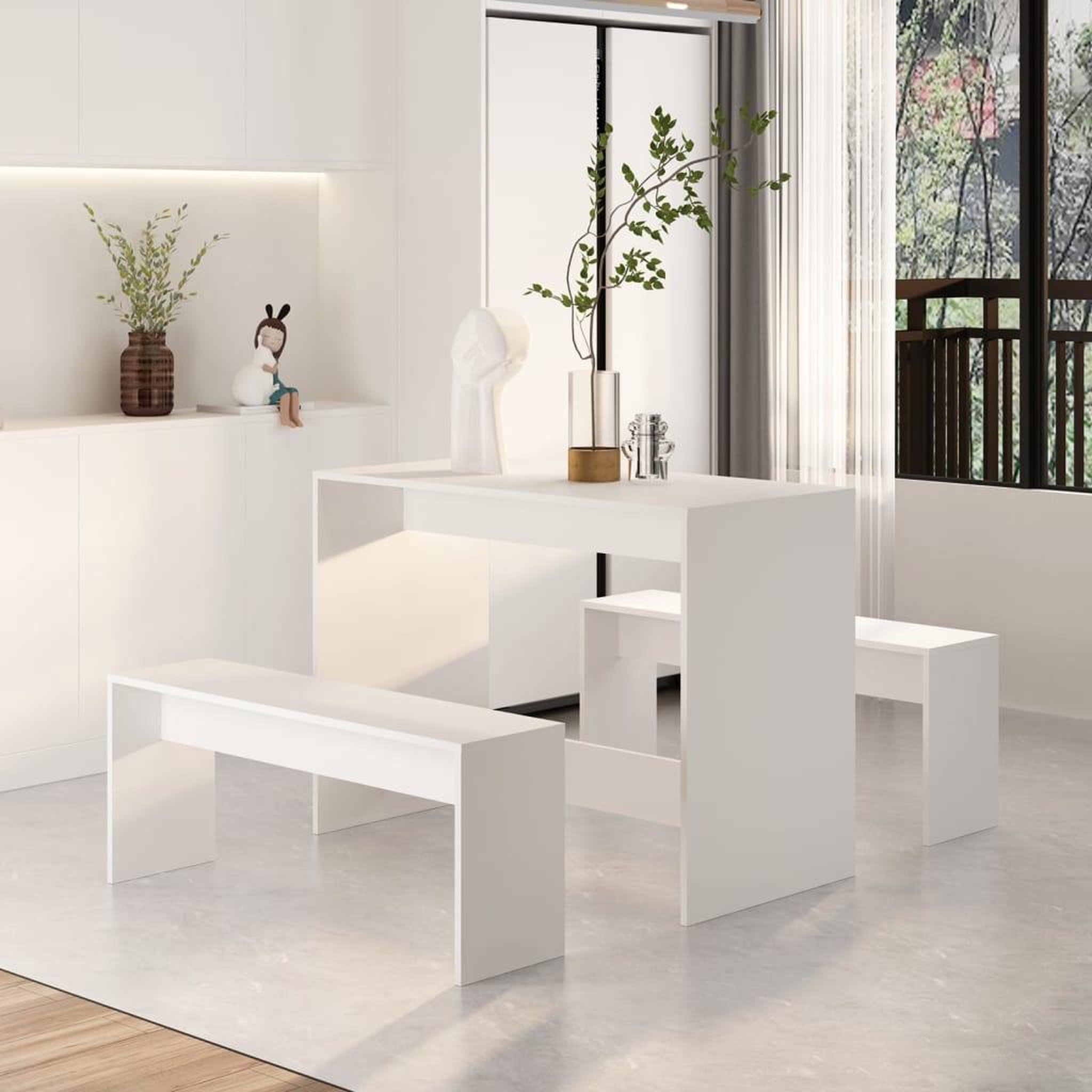 Voir la diapositive 3 : VIDAXL Ensemble a manger 3 pcs Blanc Bois d'ingenierie