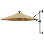 VIDAXL Parasol mural de jardin avec LED 300 cm taupe