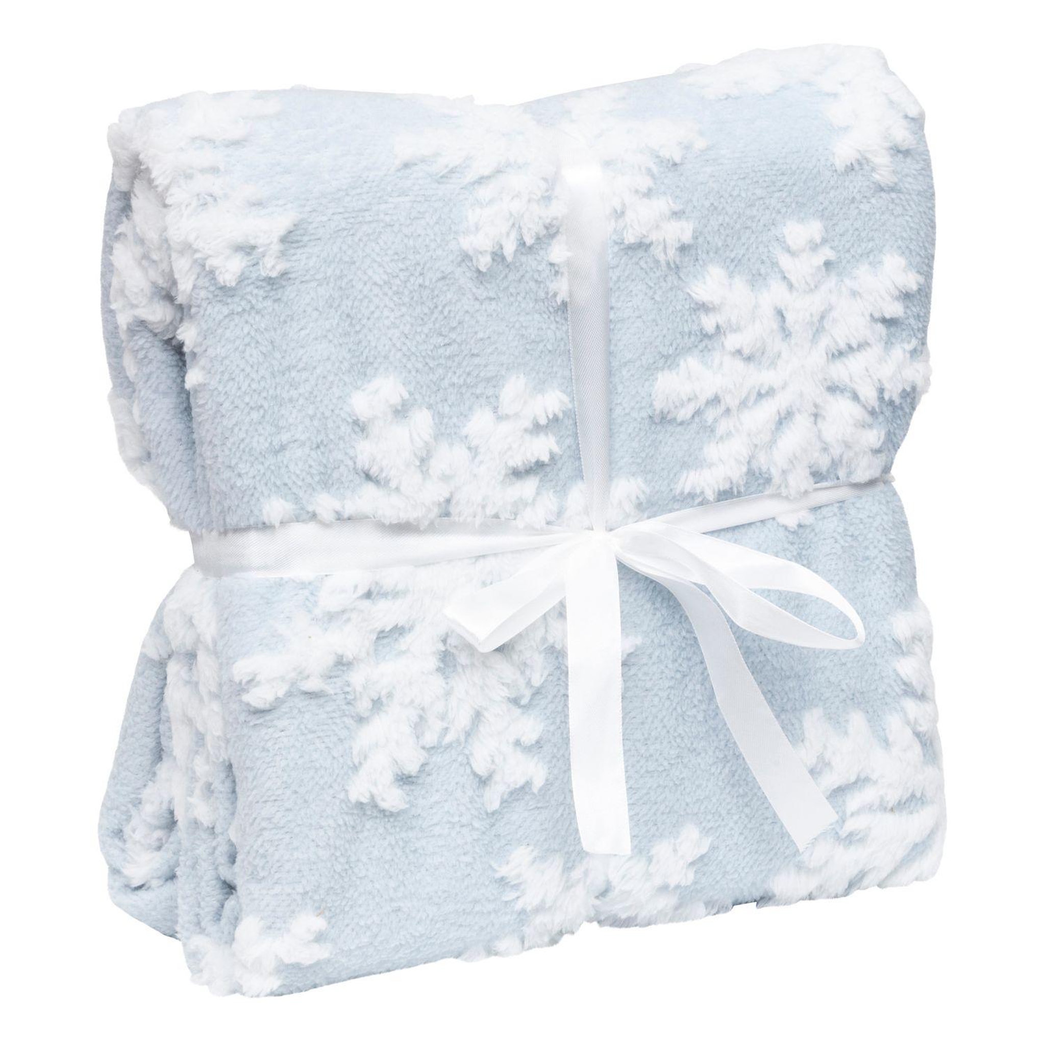 Voir la diapositive 6 : FEERIC LIGHT & CHRISTMAS Plaid de noël motifs flocons - 130 x 180 cm - bleu