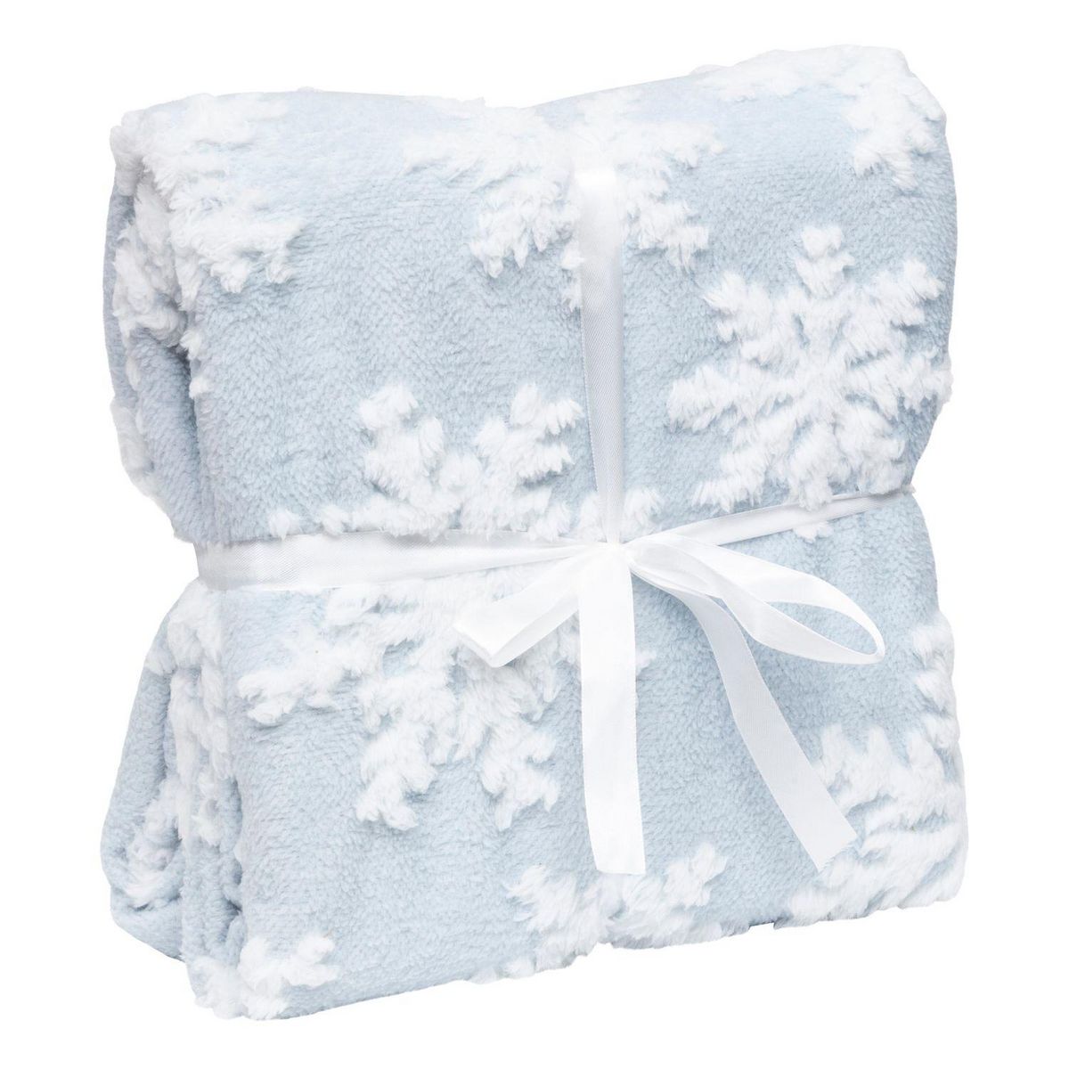 FEERIC LIGHT & CHRISTMAS Plaid de Noël motifs flocons - 130 x 180 cm - Bleu