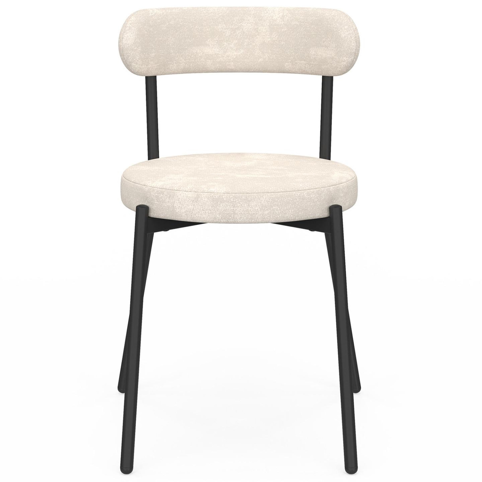 Voir la diapositive 3 : ID MARKET Lot de 6 chaises miki dossier incurvé en tissu chenille écru pieds en métal noir
