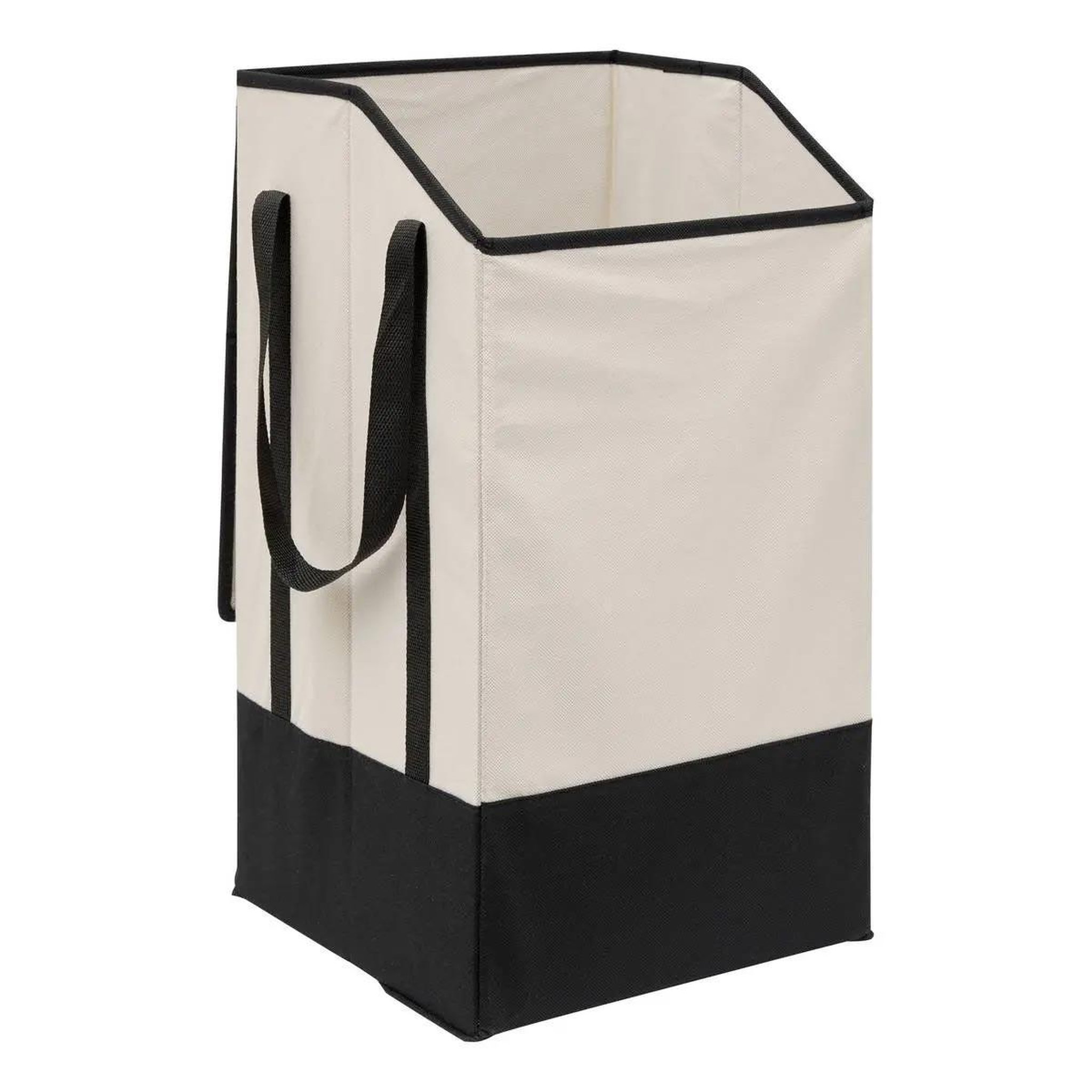 Voir la diapositive 3 : FIVE Panier à linge en tissu  bicolore  45l beige