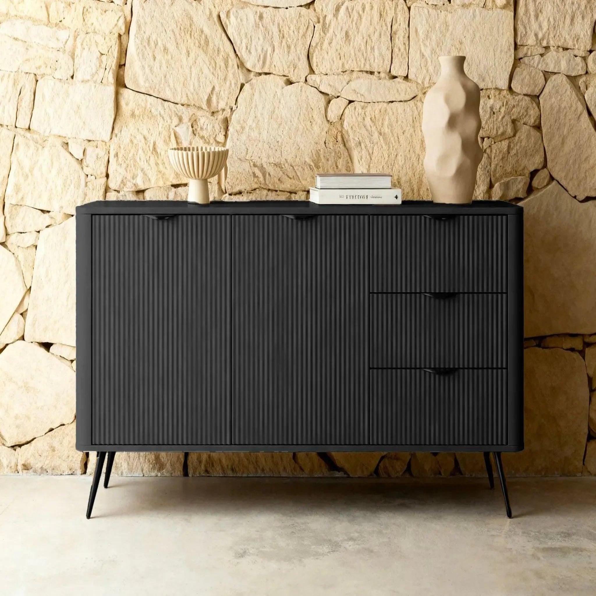 Voir la diapositive 2 : CASANOVA PARIS Joudy - buffet 2 portes 163cmeffet rainuré
