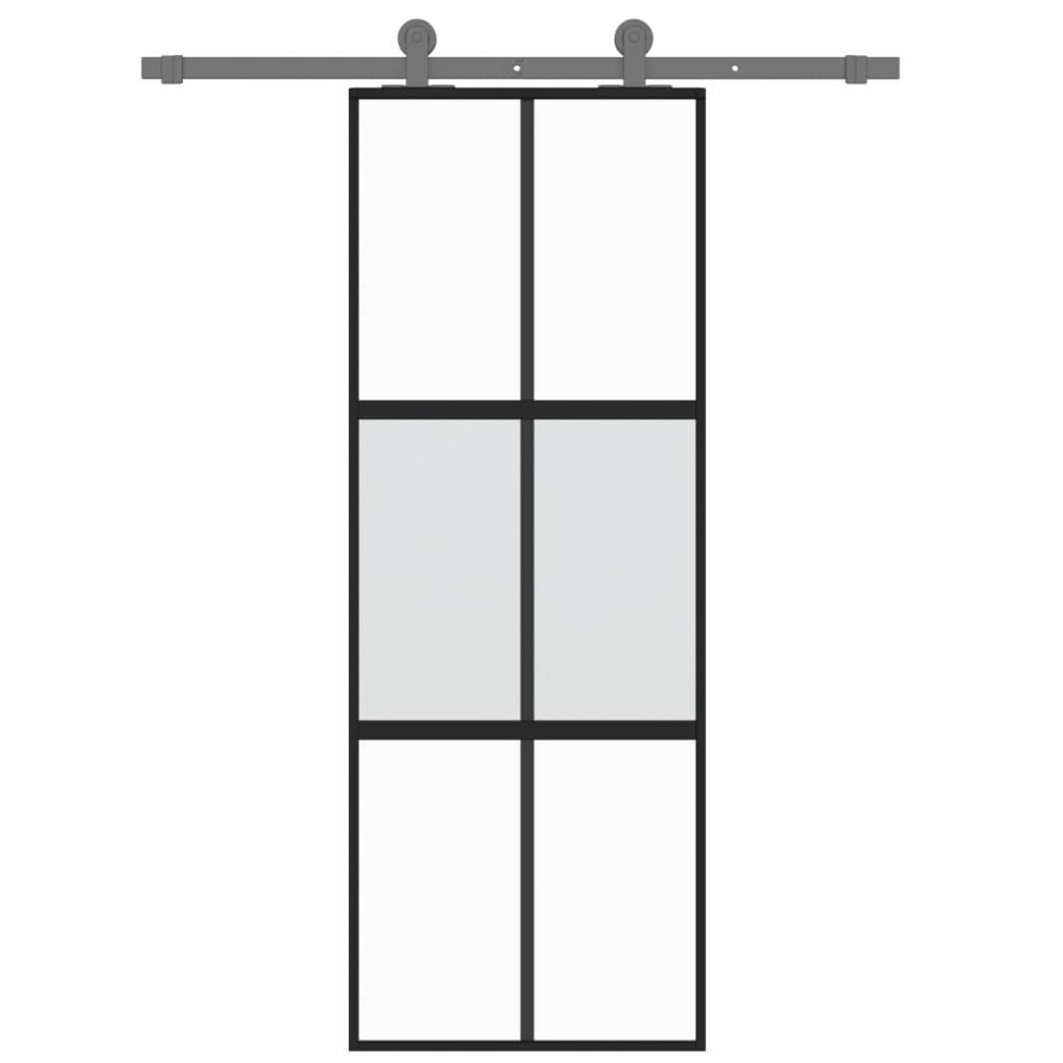 VIDAXL Porte coulissante noir 76x205 cm verre trempe aluminium