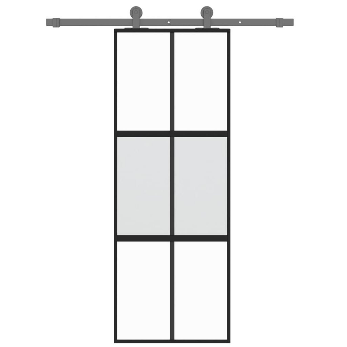 VIDAXL Porte coulissante noir 76x205 cm verre trempe aluminium