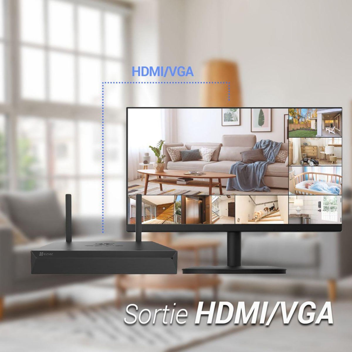 EZVIZ Caméra de surveillance NVR H5S+ 4 caméras extérieures H3C 2K+