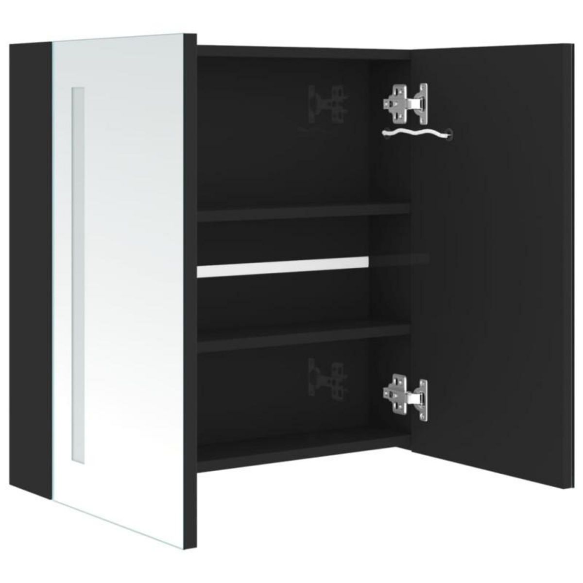 VIDAXL Armoire de salle de bain à miroir LED noir brillant 62x14x60 cm