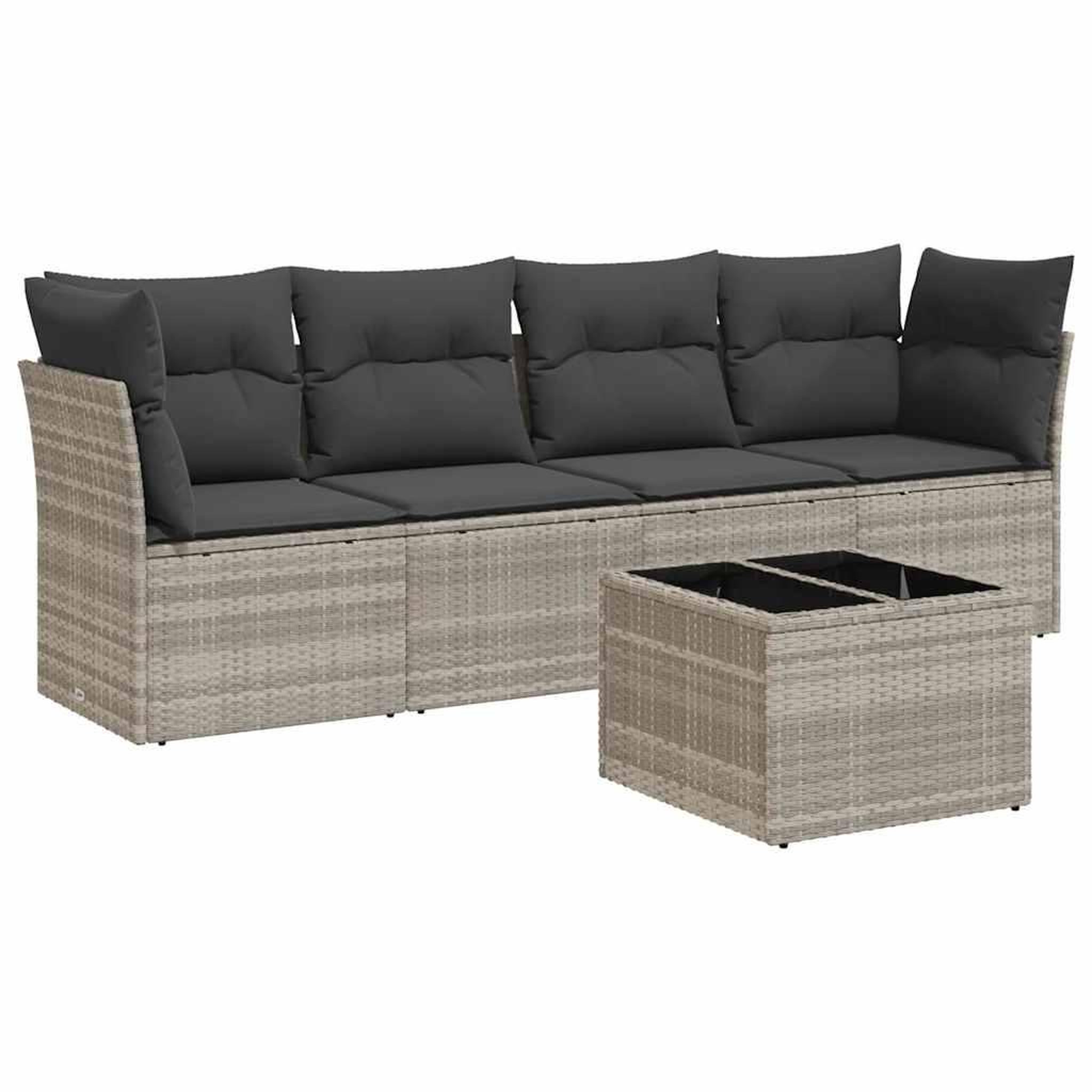 Voir la diapositive 2 : VIDAXL Salon de jardin 5 pcs avec coussins gris clair resine tressee