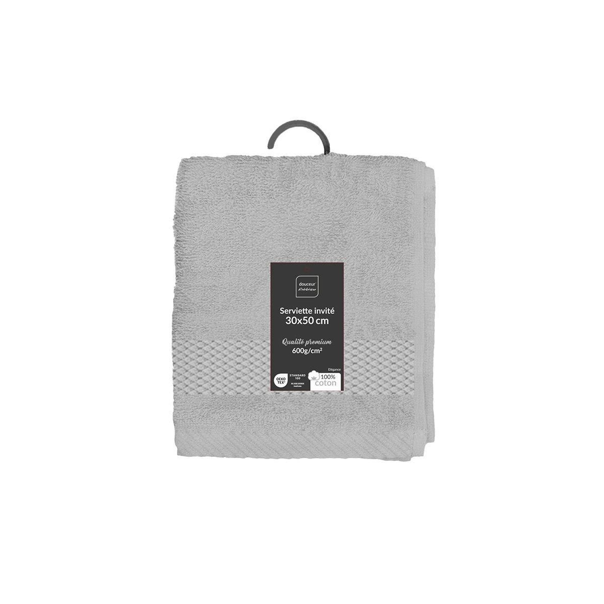 Voir la diapositive 6 : Douceur d'Intérieur Serviette Invité  Elegance  30x50cm Gris Perle