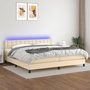 Voir la diapositive 1 : VIDAXL Sommier a lattes de lit et matelas et LED Creme 200x200cm Tissu