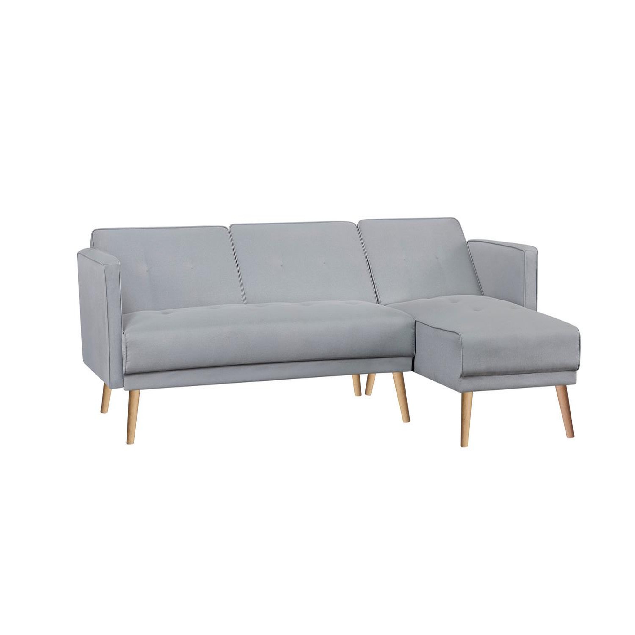 Voir la diapositive 6 : CONCEPT USINE Canapé d'angle réversible et convertible 4 places en tissu gris GRACE