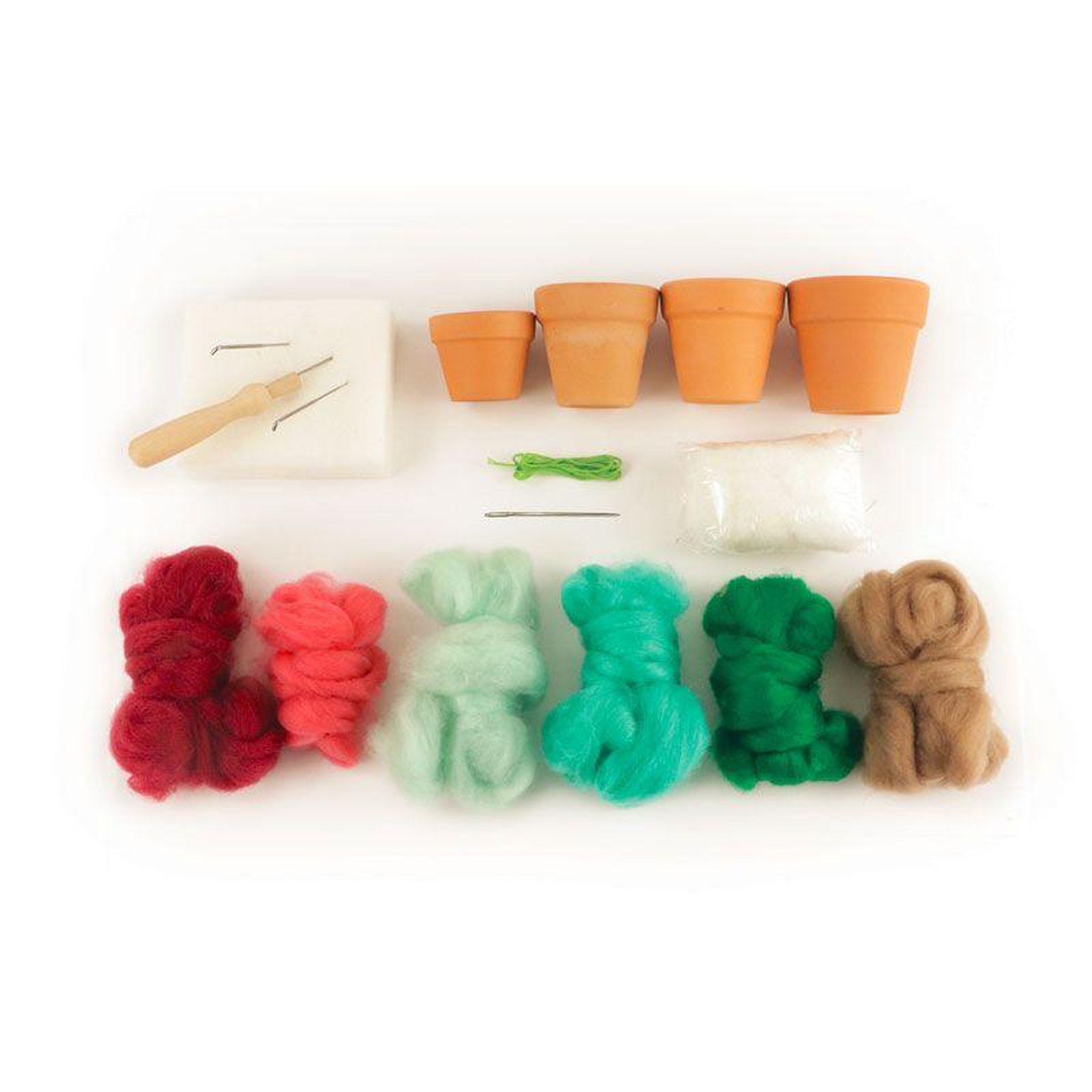 Voir la diapositive 2 : Graine créative Coffret en laine cardée - Petits cactus