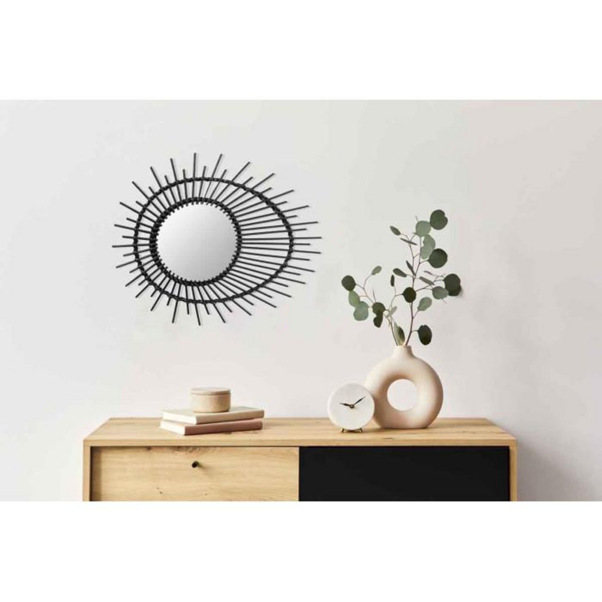 Paris Prix Miroir Mural Design en Rotin  Aina  58cm Noir