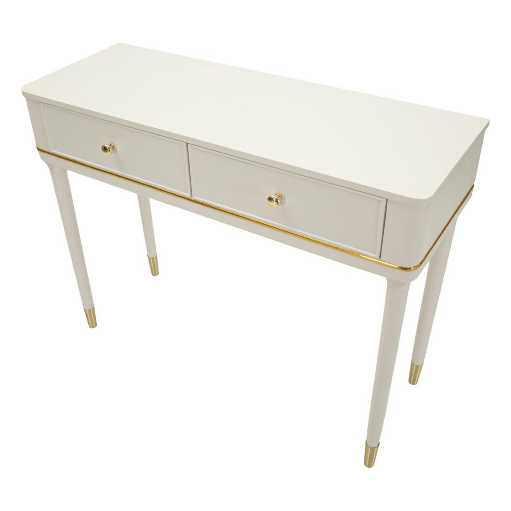 Voir la diapositive 4 : Paris Prix Console 2 tiroirs  camille  101cm blanc & or