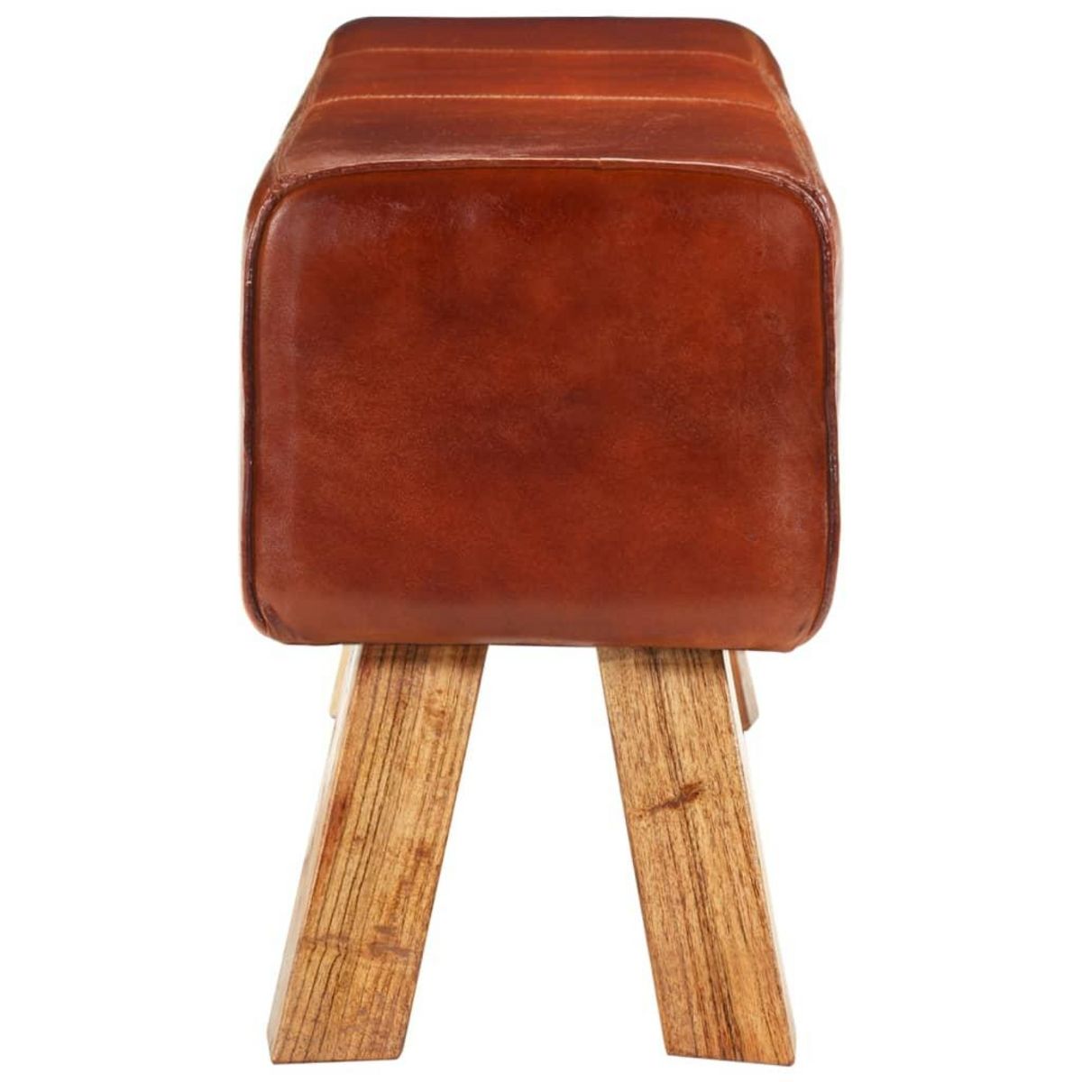 VIDAXL Banc de bok de gymnastique marron 110 cm cuir veritable et bois