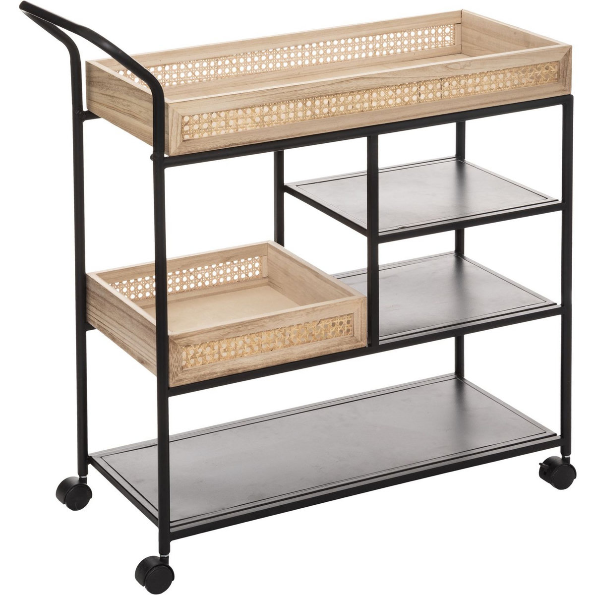 ATMOSPHERA Desserte en métal noir et cannage L77cm MELISSE