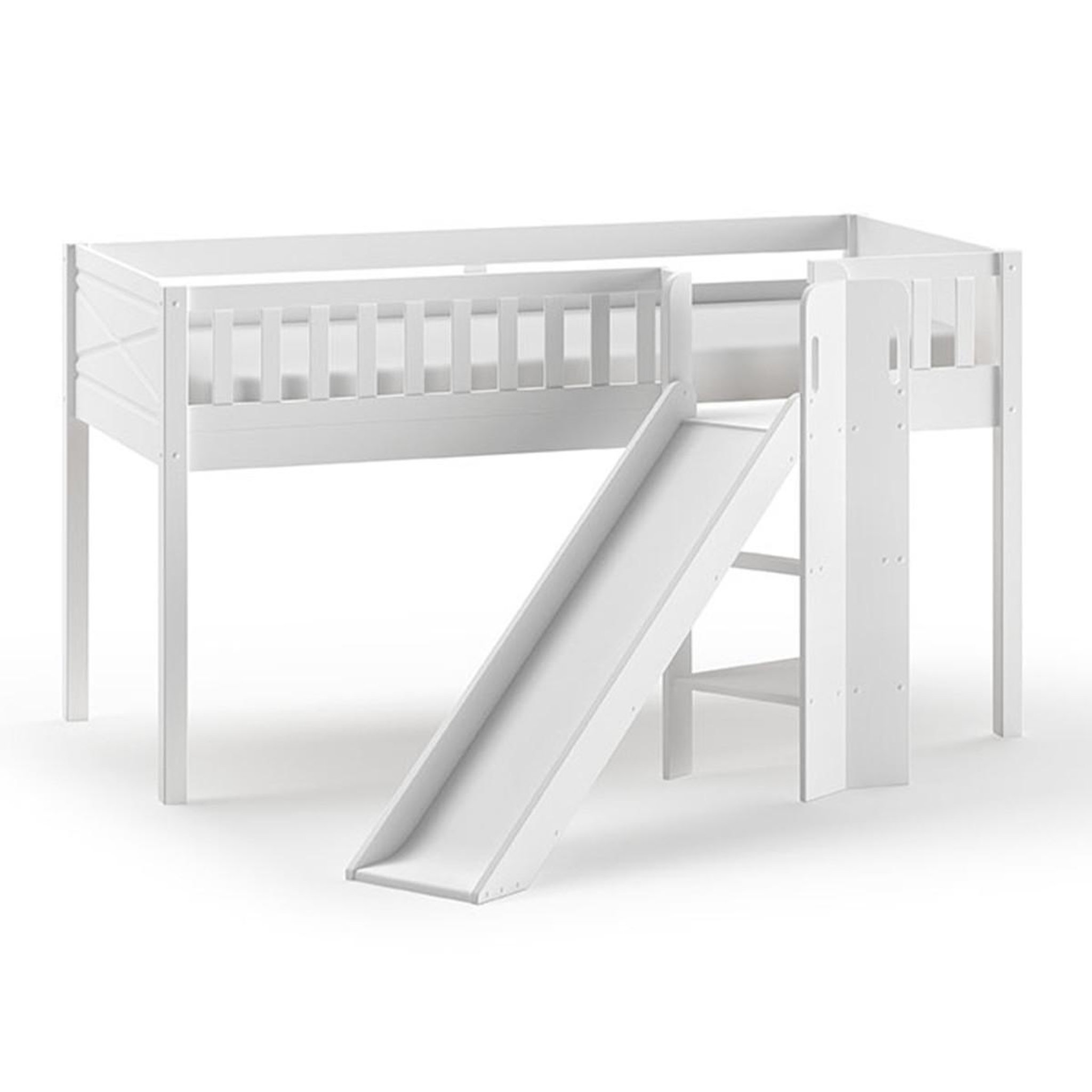 Voir la diapositive 3 : Paris Prix Lit enfant toboggan, tente & tunnel  scott astro  90x200cm blanc