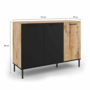 Voir la diapositive 6 : ID MARKET Buffet 110 cm OAKLAND 3 portes bois et noir design industriel