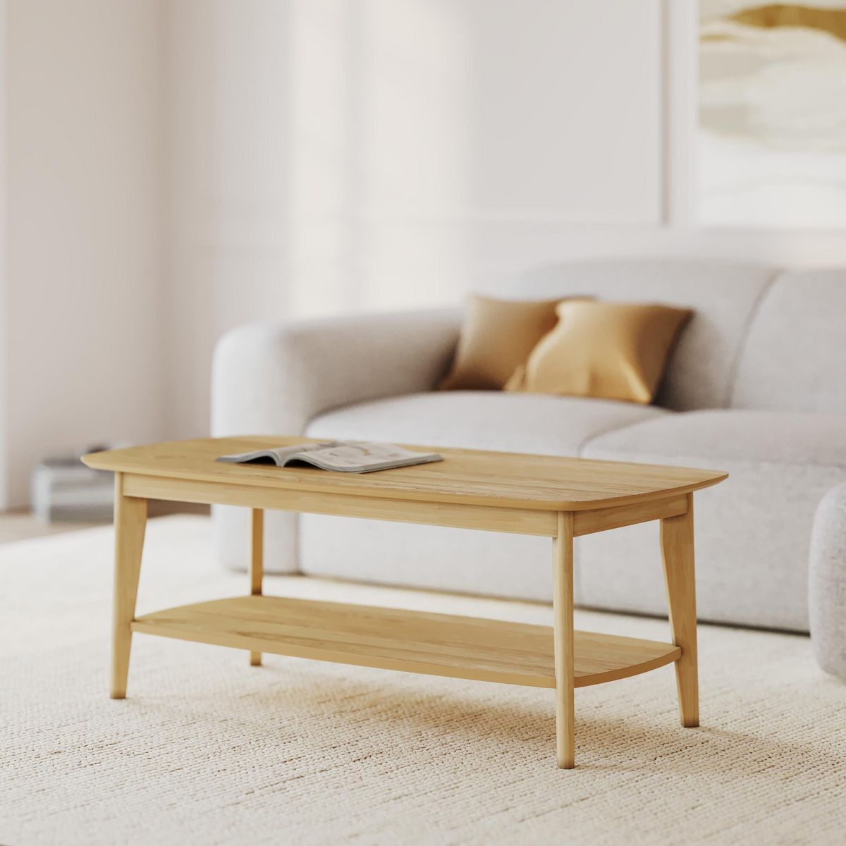 Rendez vous déco Table basse rectangulaire en bois clair - Sadi