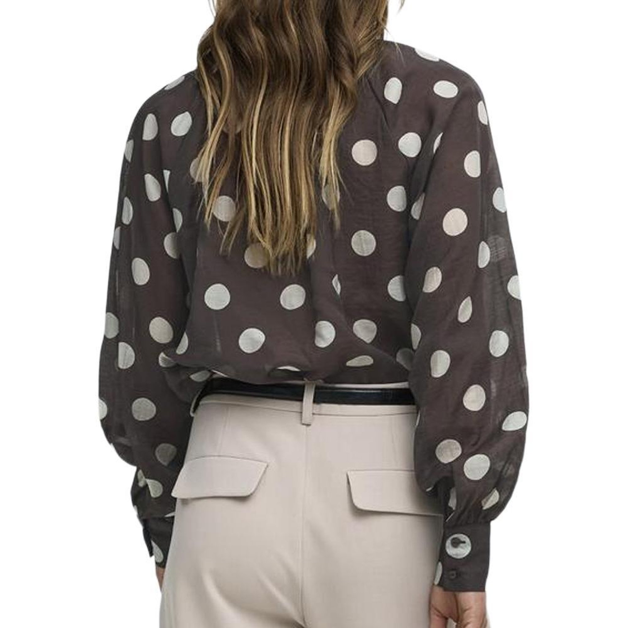 Voir la diapositive 4 : JACQUELINE DE YONG Blouse à pois marron femme jdy fay