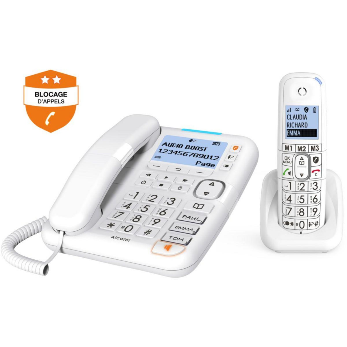 Alcatel Téléphone sans fil XL785 Combo Voice Blanc