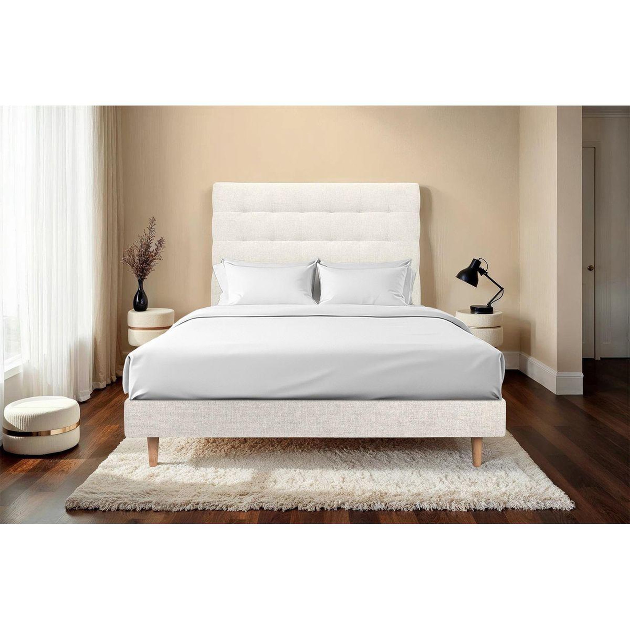 Voir la diapositive 2 : Sommeil de Plomb Lit avec tête de lit capitonnée tissu et sommier kit - Hauteur totale : 29cm