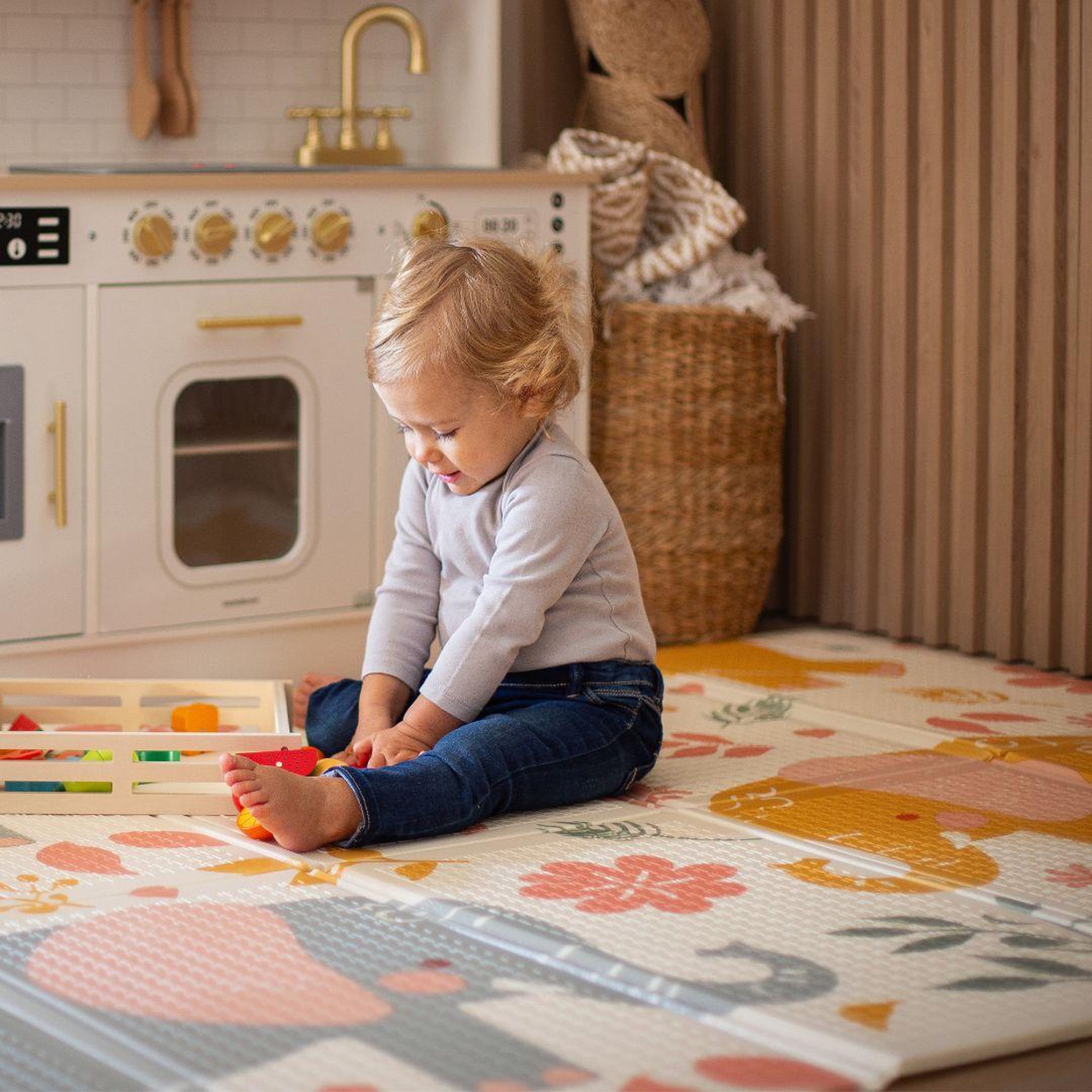 Voir la diapositive 2 : MOBY SYSTEM Tapis D'éveil Bébé Pliable Double faces, Tapis Mousse 180*120 Reversible, Facile à Nettoyer