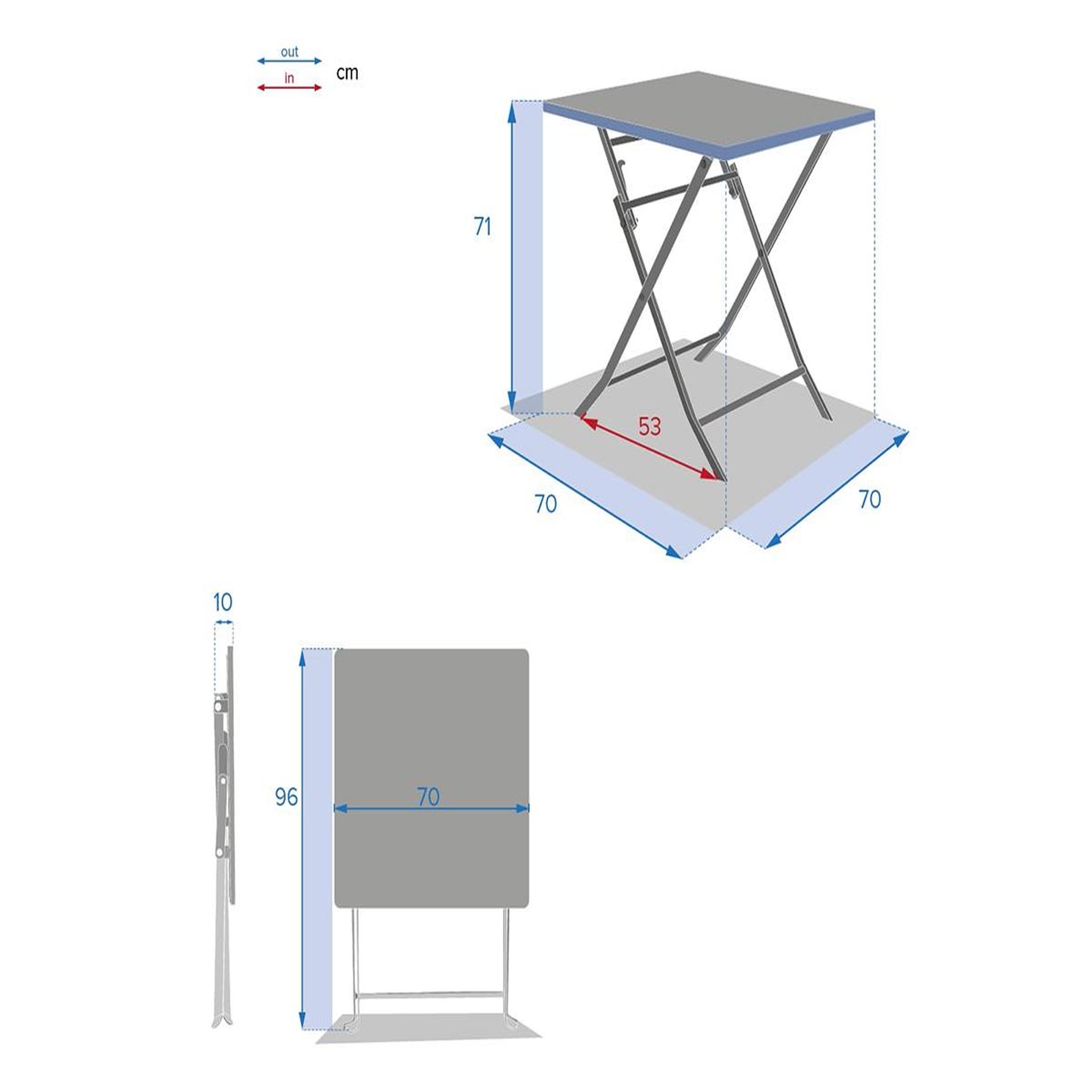 Voir la diapositive 5 : HESPERIDE Table de jardin carrée Greensboro 70 x 70 cm Olive - Hespéride