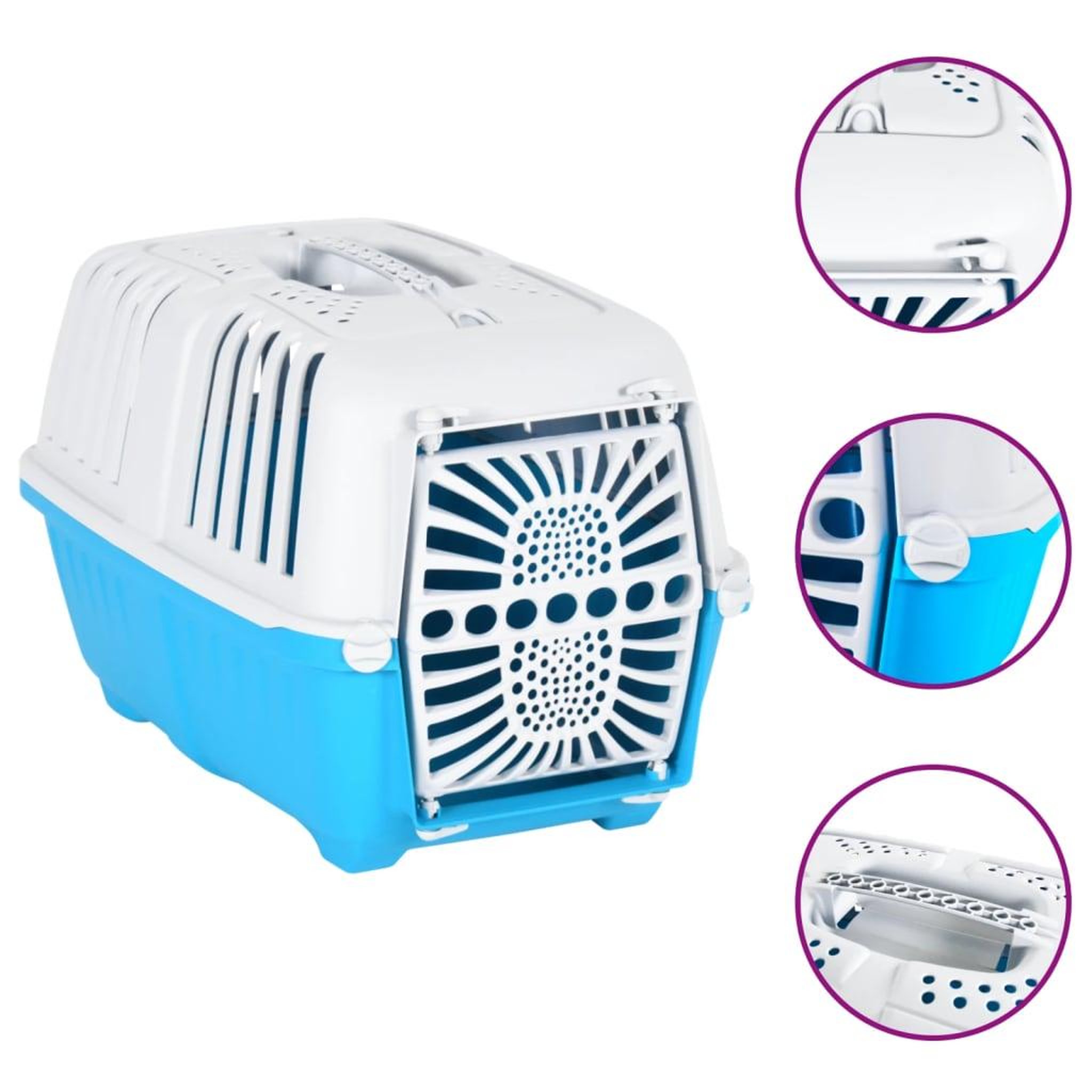 Voir la diapositive 1 : VIDAXL Transporteur pour animaux de compagnie blanc et bleu PP
