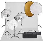 VIDAXL Kit de studio photo avec eclairage toile de fond et reflecteur
