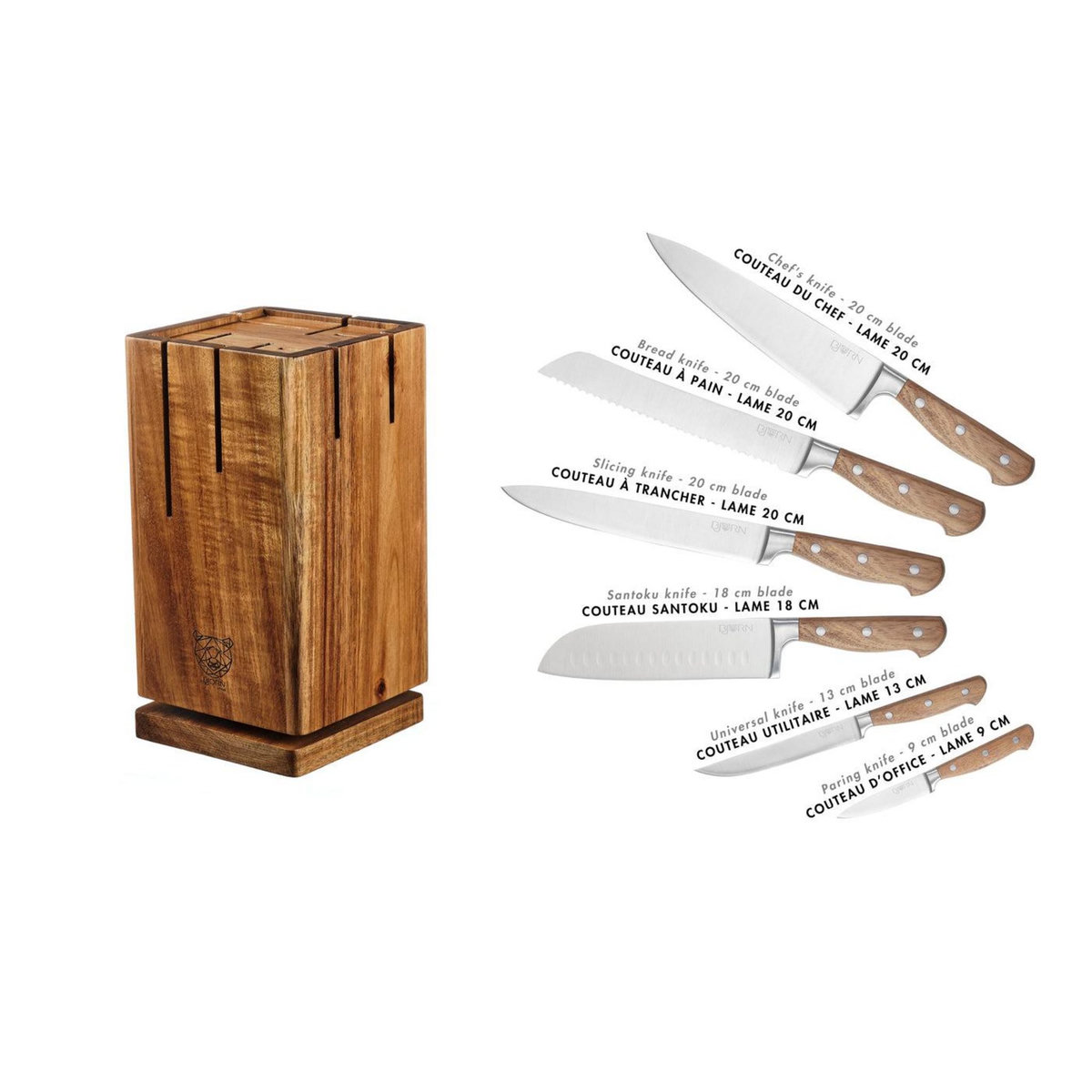 BJORN Bloc couteaux de cuisine JAKOB SKAGEN - 7 pièces